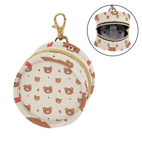 Bear Round Pacifier Storage Case with Zipper, Portable Pacifier Case for Travel, Diaper Bag & Purse, Pacifier Container