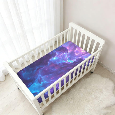 Bseiialft 52 28 Purple Blue Galaxy Space Crib Sheets for Boys Girls Soft and Breathable Cotton Baby Sheets for Standard