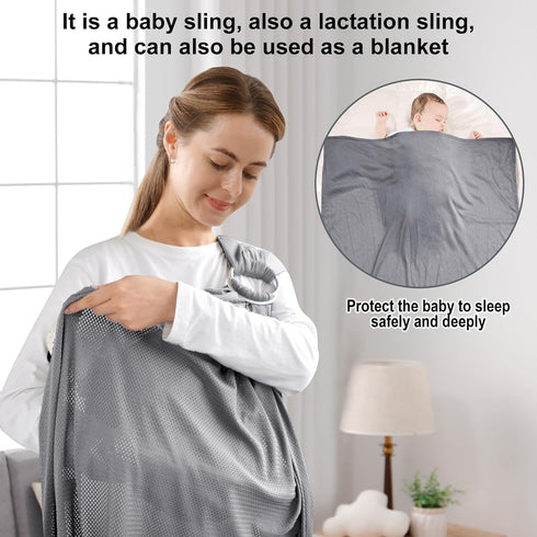 Water Ring Sling Baby Carrier, Adjustable Lightweight for Summer, Pool, Beach, Infant Wrap Carrier (Light Grey)