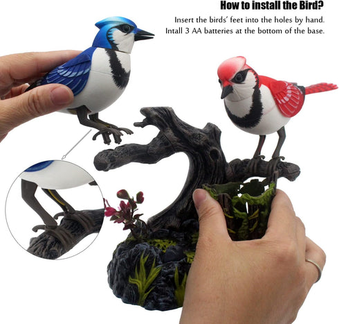 Tipmant Simulation Electric Birds Toy, Voice Controlled Realistic Animal Pets for Office Home Decor, Blue
