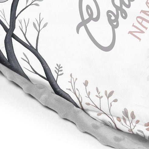 Kryvoxc Personalized Baby Blankets with Name, Fox Deer Bunny Design Double Layer Receiving Swaddle Blanket with Dotted