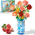CUBIMANA 14 Flowers Bouquet Building Set with Vase and LED Light, for
