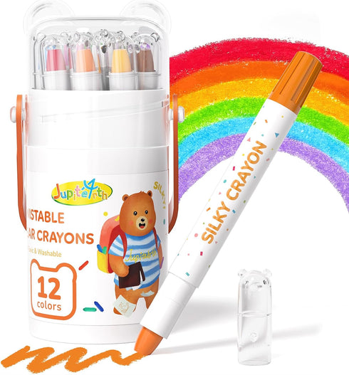 JUPITEARTH 12 Color Twist Crayons for Toddlers 1-3 and Kids 4-8, Non-Toxic