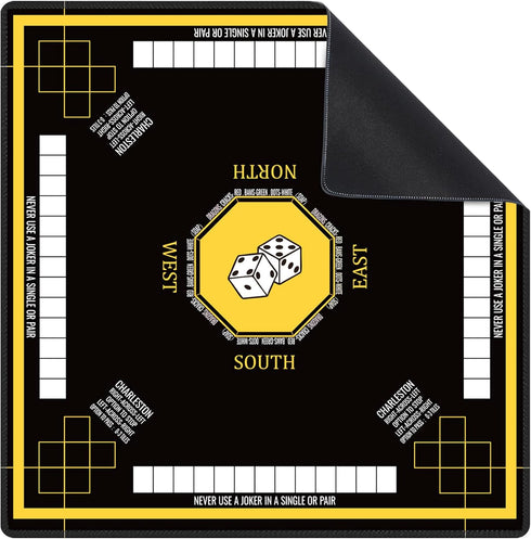 Nine-Marsh Mahjong Mat for Table 31.5''x31.5'', Non-Slip Mahjong Cloth Cover with Game Rules,