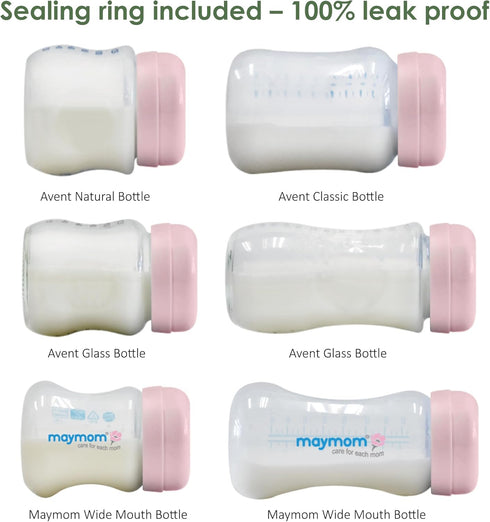Maymom Solid Lids Aka Travel Caps w/Sealing Ring Compatible with Avent Bottle; Cap Replace Avent Natural Bottle Screw