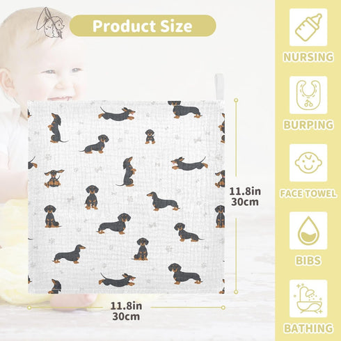 11.8 11.8 inch, sizex3 vvfelixl Baby Cotton Washcloths Black Dachshund Infants Bath Towel for Unisex Face Towels