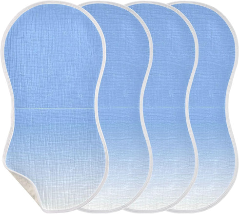decor gift 4 Pack 22x11in Cotton Burp Cloth Soft Touch Blue Gradient Burp Rags for Unisex boy and Girl