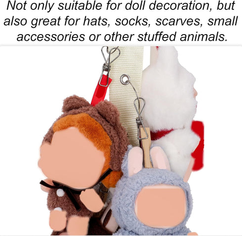 Tinoaly 2pcs 8 Plush Toy Storage Chain, Stuffed Animal Hanging Display Strap with Metal Clips Wall & Over Door