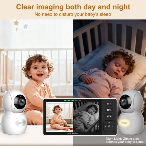 HelloBaby 5.5'' 1080P 1000ft 4000mAh HD Video Baby Monitor with Camera | No WiFi, Hack-Proof Security & Range | Remote