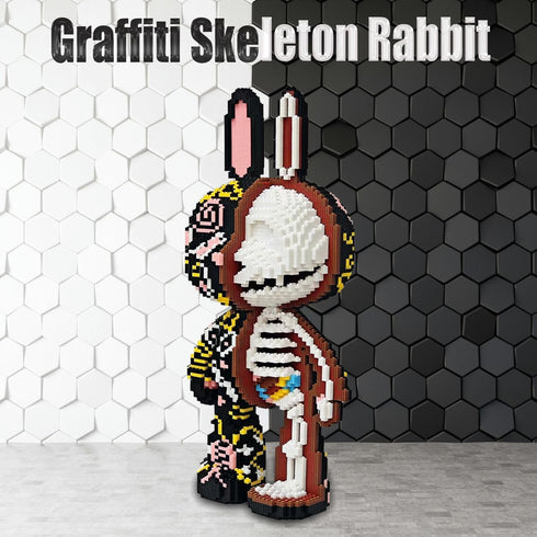 Animal Graffiti Skeleton Rabbit Micro Building Blocks Set (8000PCS, 55cm High) - Gift for Adults and Kids