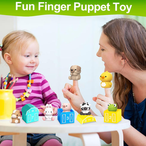 Learning Toy for Toddlers 1-3, 10 Farm Animal Toys & Barns, Montessori Educational Sensory Gift