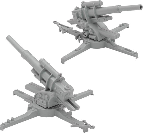 BMC Toys WW2 88mm 2pc BMC Classic German Artillery - Gray Plastic Army Men Accessories