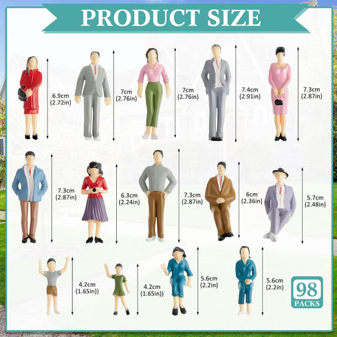 98 1: 25 Namalu Pcs Scale Miniature People Figurines Tiny Painted Model Train People Mini Architectural Plastic Small