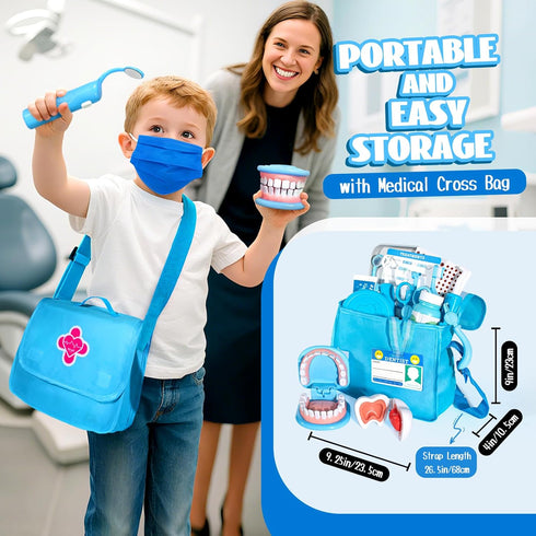 Playset Set 4-6 Dentist for Boys with Oversized Pretend Teeth /Removable Teeth /Braces /Retainer - Kids Doctors Play