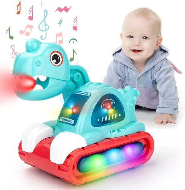 COVTOY Baby Toys for 1 Year Old - Musical Dinosaur Car with Sounds and Lights for 6-18 Months