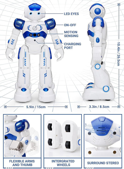 KingsDragon RC Robot Toys for Kids, Gesture & Sensing Programmable Remote Control Smart Robot for Boys Girls Age 3-8
