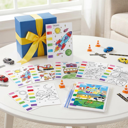 Zoyeven 192 Well-Packaged Pcs Mess Free Painting Transportation Watercolor Coloring Books Vehicle Party Favors Travel
