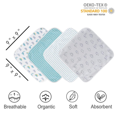 24Pack 9x9 Viviland Baby Washcloths, Baby Wash Cloths for Newborn, Baby Towels and Infant Bath Face Washcloths for Boys