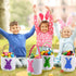 6 Honeydak PCS Easter Eggs Hunt Basket for Kids Bunny Canvas Rabbit Tote Carry Bucket Bags(Fluffy)
