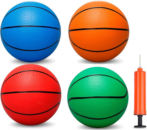 7 Inch PVC Mini Basketball - Soft Rubber Small Replacement Balls for Indoor Basketball Hoops (4 PCS)