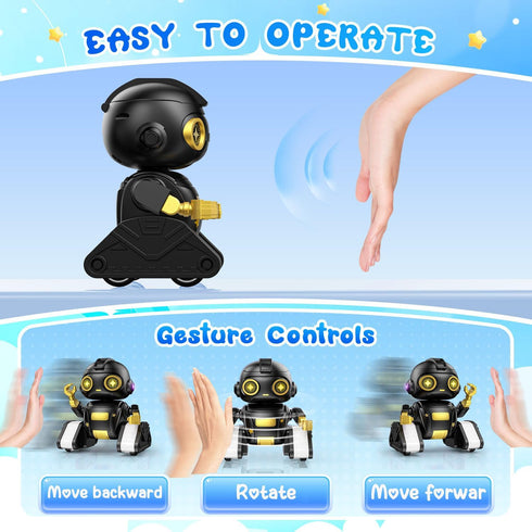 BAIWU 6+ Robot Toys for Kids,RC Robot with Gesture Sensing & LED Eyes,Star Projector and Music,Easter Gifts for Years