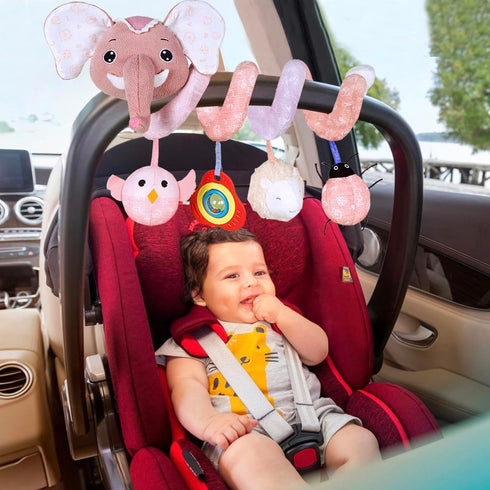 Car Seat Toys - Infant Spiral Hanging Toys for Stroller, Crib, Bassinet - Early Development Toys for Newborn Girls