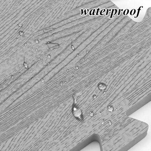 16 3/8-Inch Tebery Pieces Printed Wood Grain Interlocking Floor Tiles Thick EVA Foam Grey Puzzle Floor Mat