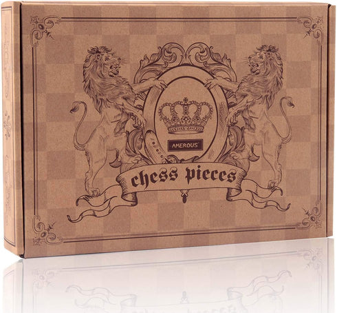 Amerous Chess Pieces, Chessmen with 3.75” King Height, Figurine Chess Pawns for Chess Board Game - Pieces Only