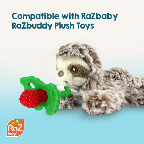 RaZbaby RaZberry Silicone Baby Teether Toy - Berrybumps Soothe Babies Sore Gums - Infant Teething Toy - Hands Free