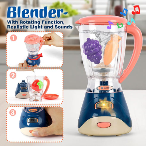 TOY Life Kids Blender, Coffee Maker, Toaster, Toy Kitchen,Play Kitchen Appliances Kids with Light and Sound, Play
