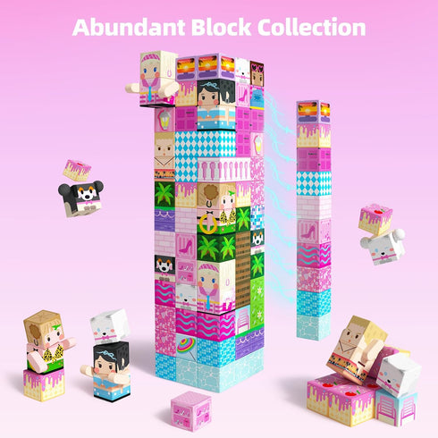 100PCS 3+, Playsets GobiDex Magnetic Blocks Princess Building Toys for Girls Magnet Pink Castle STEM Sensory