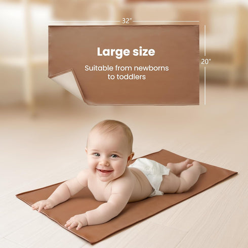 32 20 inches Konssy Faux Leather Baby Changing Mat, Waterproof, Wipeable & Portable Diaper Changing Pad for Travel