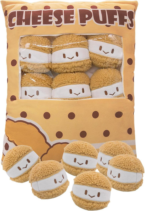 Cheesy Puffs Plush Pillow Stuffed Toy Game Pillow with Bag for Children Sleep Decoration
