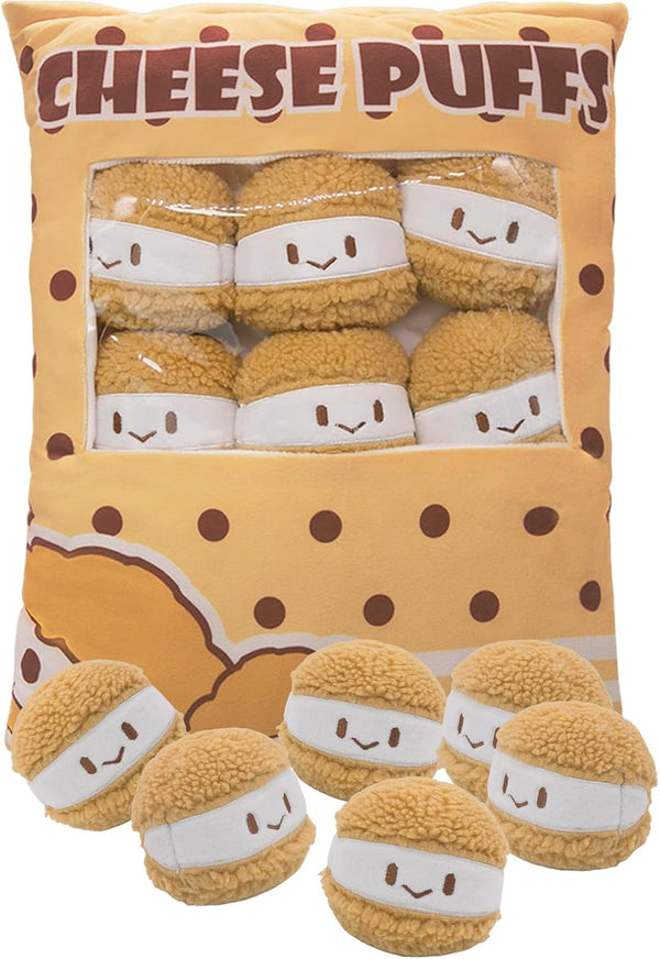 Cheesy Puffs Plush Pillow Stuffed Toy Game Pillow with Bag for Children Sleep Decoration