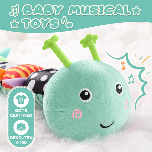 AWOTOY 0-6-12 Tummy Baby Toys Months,Musical Caterpillar Stuffed Animals Activity Infant Toys