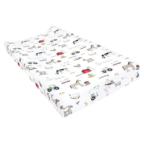 Hudson Baby Unisex Baby Cotton Changing Pad Cover, Farm, One Size