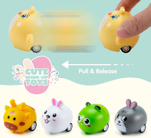 12 JOYIN Pcs Prefilled Easter Eggs with Toys, Plastic Easter Eggs with Animal Cars for Kids Gift, Basket Stuffers