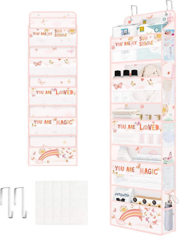 Clastyle Rainbow Over the Door Organizer Cloud Nursery Hanging Storage Organizer for