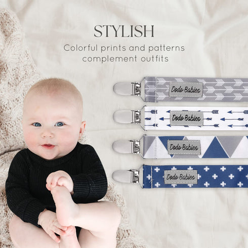Set 6 Set, Dodo Babies Pacifier Clip & Teether Toy - Universal Pacifier Holder Loop - Silicone Teethers for Baby