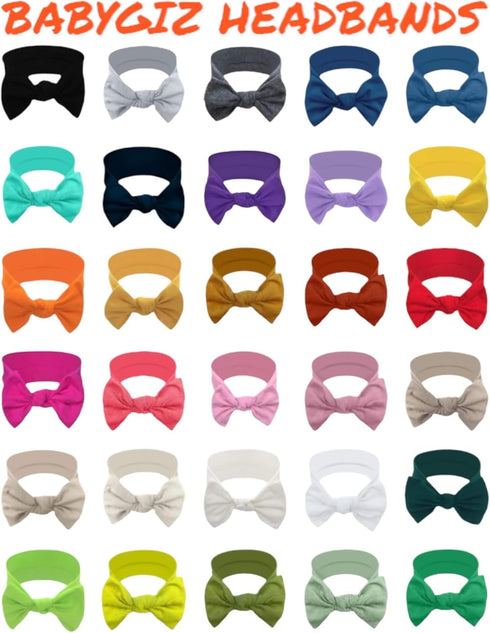 Baby Girl Headbands - Handmade Cotton Hairbands with Bows for Infant & Toddler, Child Hair Accessories