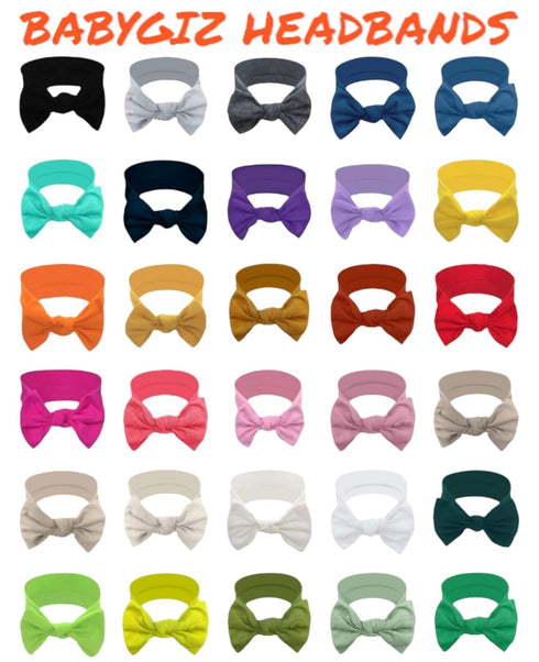 Baby Girl Headbands - Infant, Toddler Cotton Handmade Hairbands with Bows (White, Gray, Pink, Powder Pink)