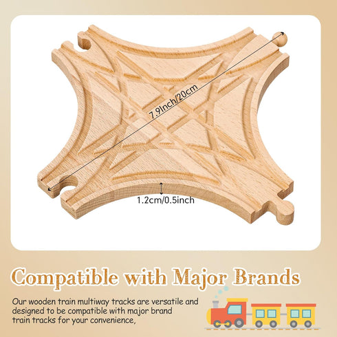 Set CroBlissful Wooden Train Track Accessories, Forked Wooden Train Tracks Expansion Multi Way Switch Track for Most