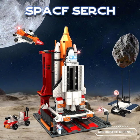 BIZNESMEN 704 Set, 4-in-1 6-12, PCS Space Shuttle Exploration Rocket Launch Center Block STEM Aerospace Rocket Building