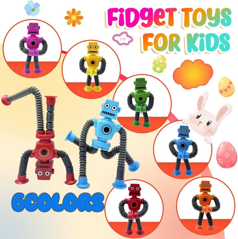 xinkentoo Toddlers,3Pcs 3Pcs Xikentoo Telescopic Suction Cup Toys for Kids Robot Giraffe Sensory Travel Toy Airplane