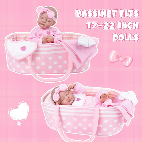 17-22 inch Aori Reborn Baby Dolls Bassinet Foldable Baby Doll Carrier Bed Soft Doll Carrier Doll Accessories