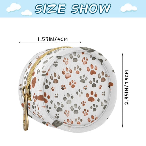 Paw Prints Round Pacifier Storage Case with Zipper, Portable Pacifier Case for Travel, Diaper Bag & Purse, Pacifier