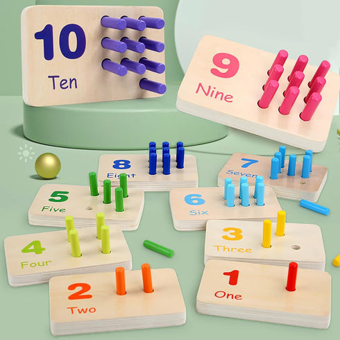 Counting 3 4 5 6 7 Wooden Numbers Peg Board for Kids, Montessori Math Toy for Toddlers, Math Manipulatives Preschool