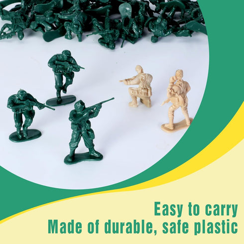 200PCS Army Men Toy Soldiers, Plastic Action Figures, 10 Poses Yellow and Green Soldiers Playset