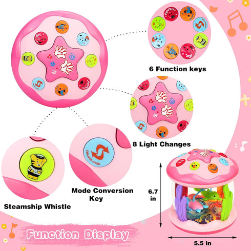 6-12 12-18 1 2 3 Aboosam Baby Girl Toys Months: Babies Ocean Rotating Light Up Musical Toys Months Crawling Learning