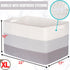 MINTWOOD Design Extra Large Blanket Basket Holder, Rectangle Rope Woven Storage Baskets with Handles, Light Gray